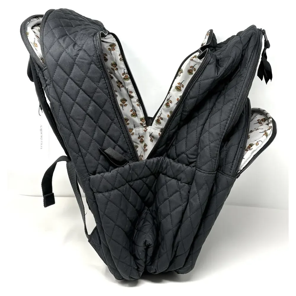 Vera Bradley Black Moonless Night Essential XL Extra Large Backpack Cotton NWT